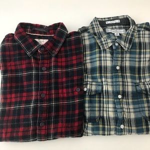 Lot of 2 Plaid Long Sleeve Button Down Shirts